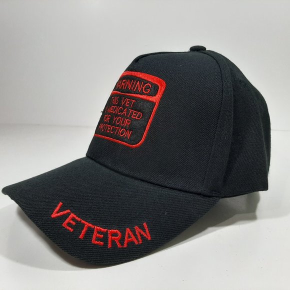 Veteran Humor Warning Embroidered Hat Cap Black Ac - Picture 3 of 5